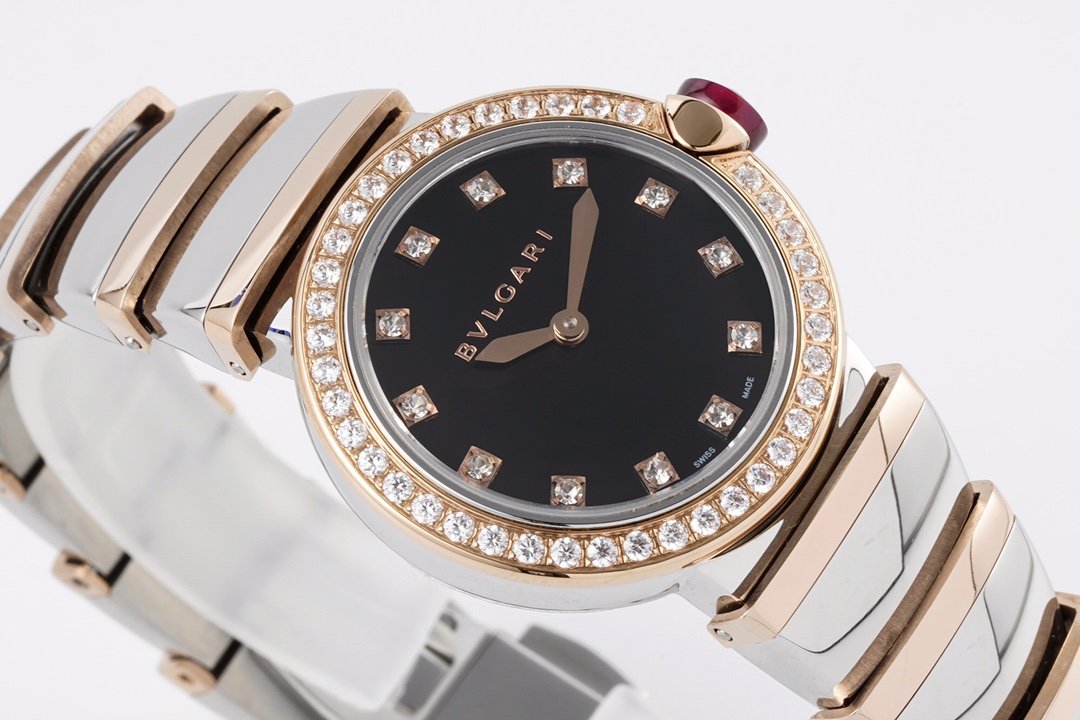 Lvcea Black Dial in Rose Gold/Steel with D1am0nd Bezel