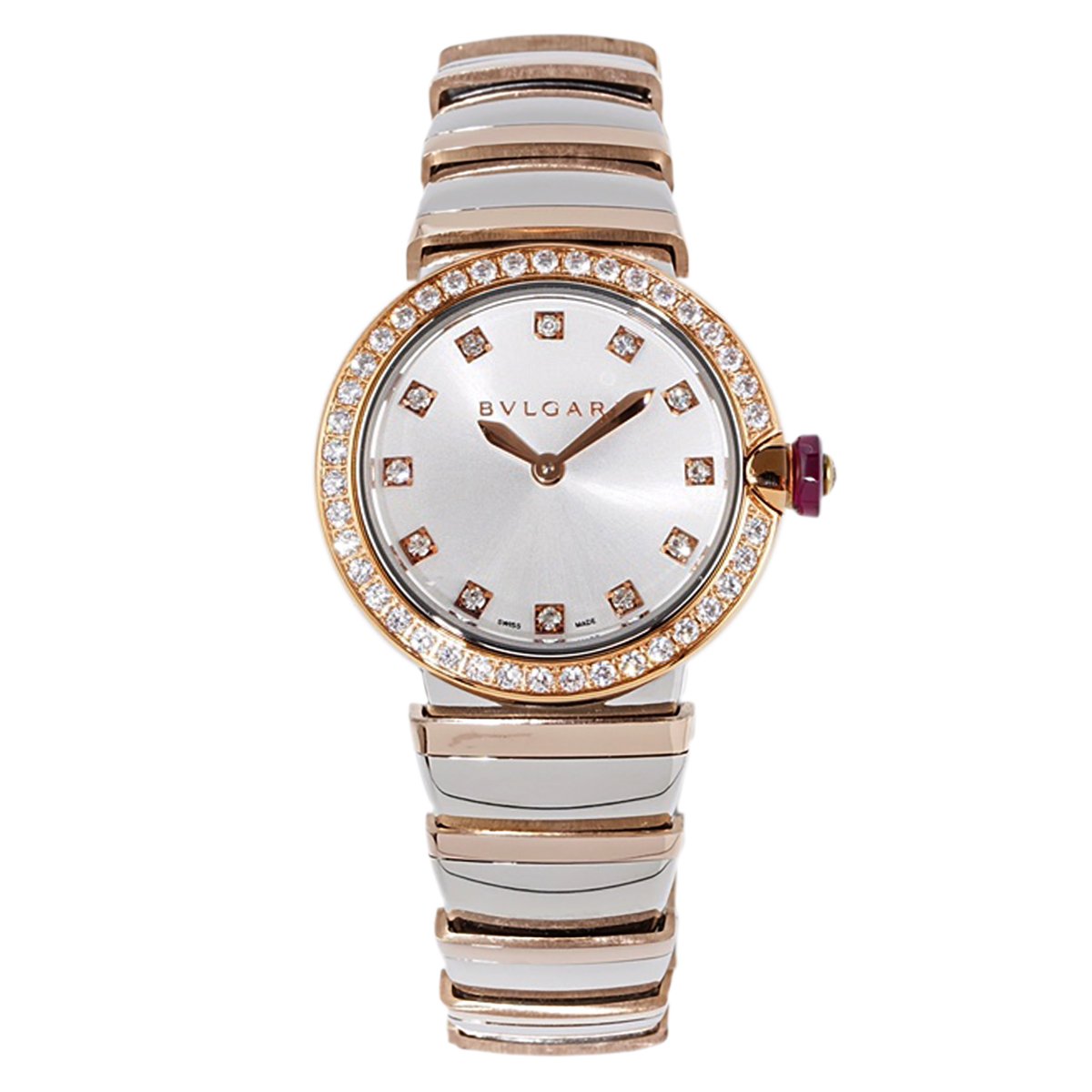 Lvcea Silver Dial in Rose Gold/Steel with D1am0nd Bezel