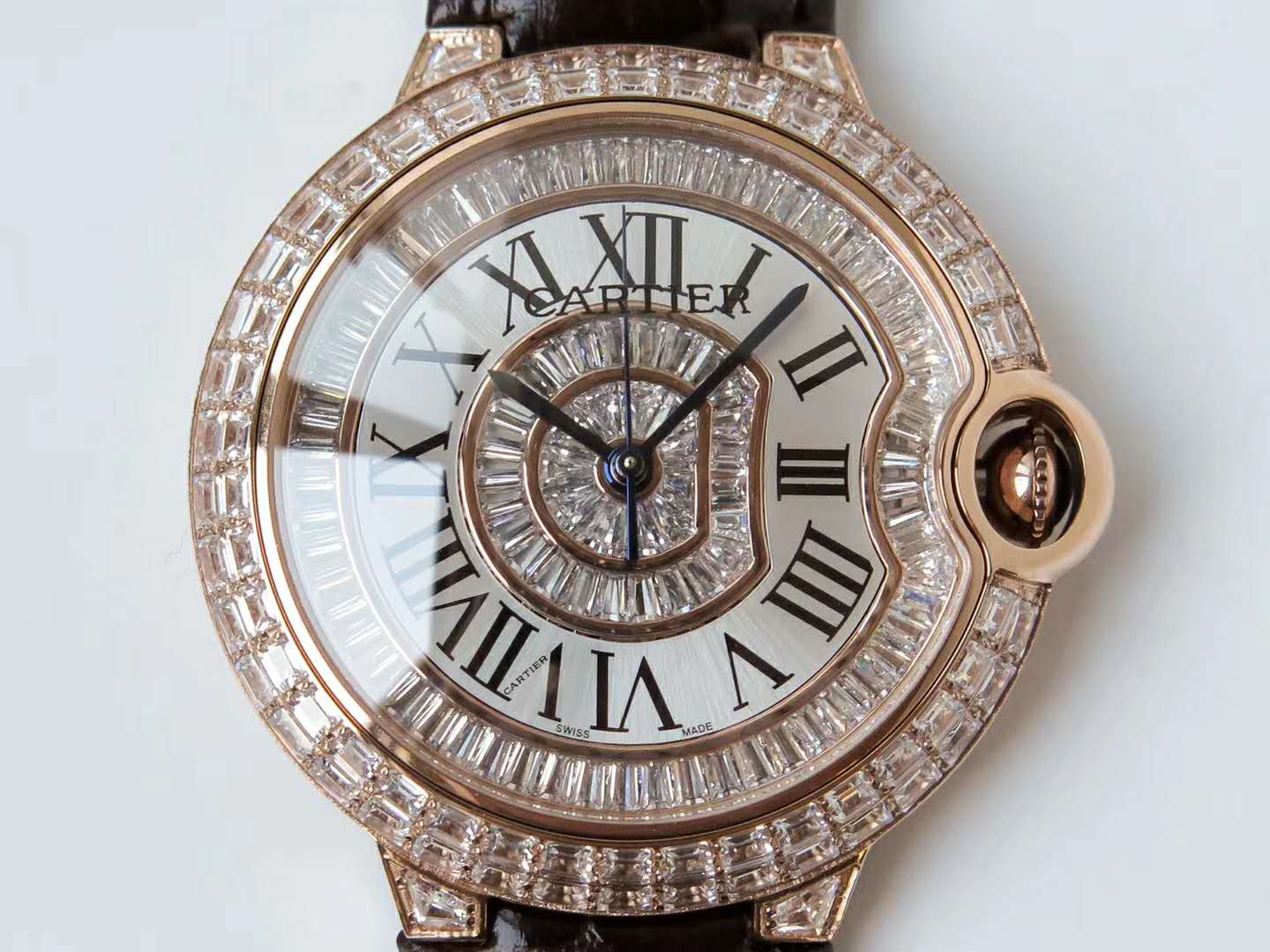 Ballon Bleu de Ca*t1er 42mm White Dial with D1am0nds in Rose Gold