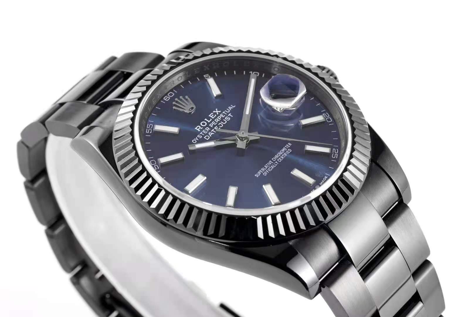 Datejust 41 Blue Dial with Stick Markers in PVD Black