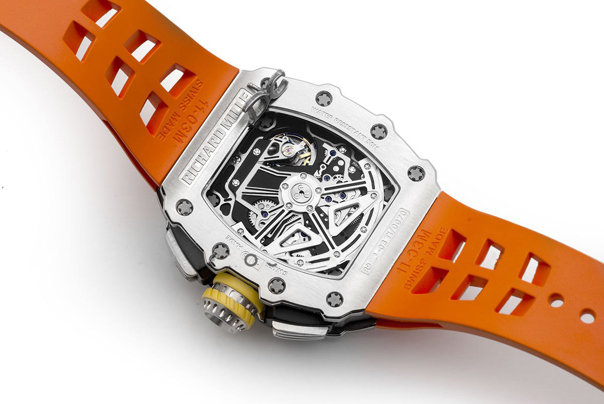 RM 011-03 Automatic Flyback Chronograph in Titanium on Orange Rubber