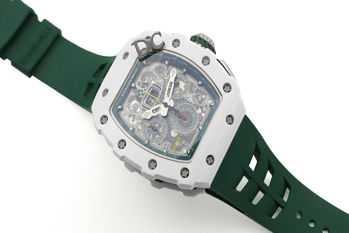 RM 011-02 Le Mans Classic Chronograph in Green on Green Rubber Strap