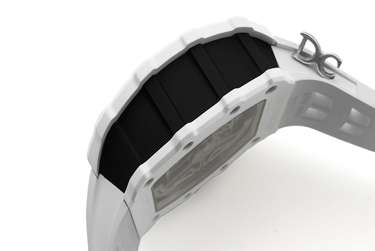 RM 011 Saint Tropez Polo Club White ATZ Ceramic and Titanium on White Rubber Strap