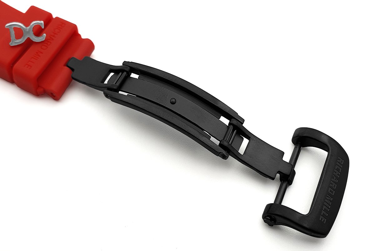 RM 052-01 Tourbillon Black Skull in PVD on Red Rubber Strap