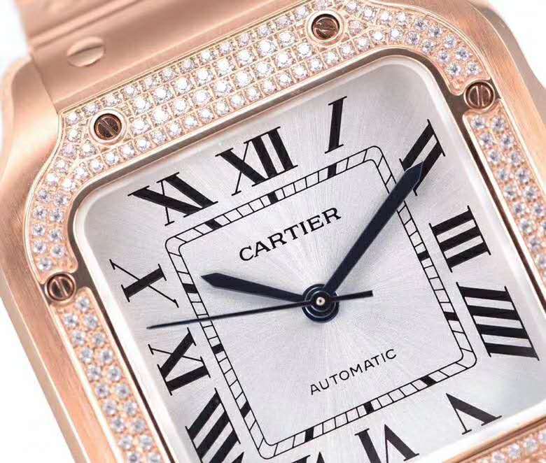 Santos de Ca*t1er White Dial with D1am0nd Bezel in Rose Gold