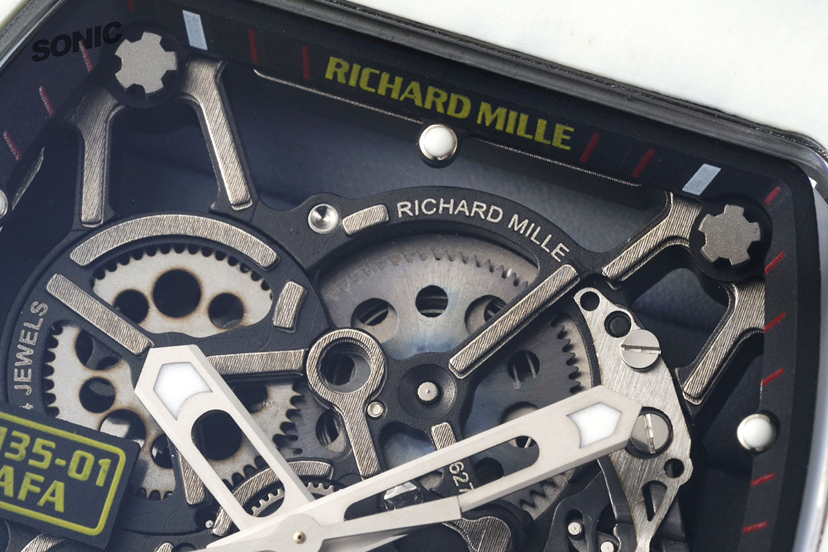 RM 035-01 Rafael Nadal White NTPT on Red Rubber Strap (Sonic)