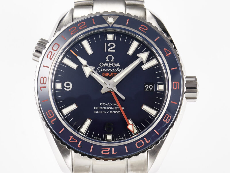 Planet Ocean 600M Co-Axial GMT 43.5mm VSF 1:1 Best Edition Blue Dial Blue Ceramic Bezel on SS Bracelet A8605 S*per Clone