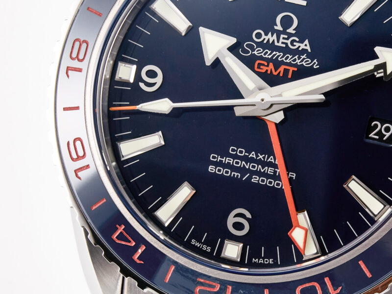 Planet Ocean 600M Co-Axial GMT 43.5mm VSF 1:1 Best Edition Blue Dial Blue Ceramic Bezel on SS Bracelet A8605 S*per Clone